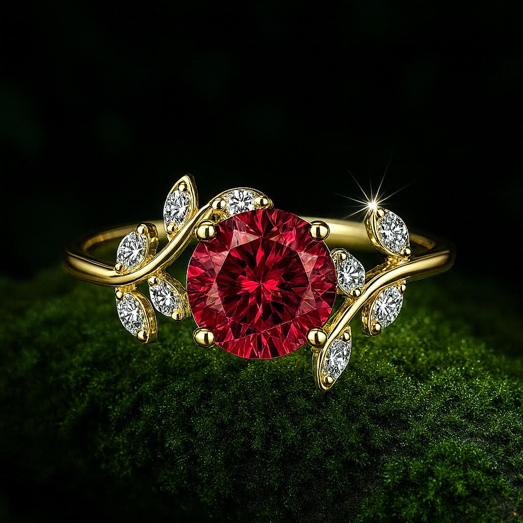 Zach's Custom Ruby Nature-Inspired Engagement Ring - 2/2 Payments